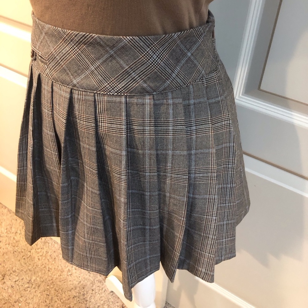 Zara Brown Plaid Pleated Skirt - Picture 3 of 5